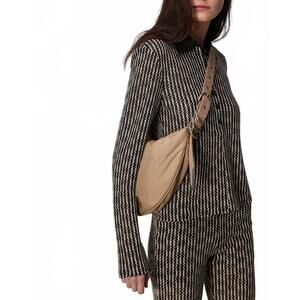 Rag & Bone Mini Spire Nylon Hobo Bag LIGHT SAND NUDE SILVER HARDWARE
